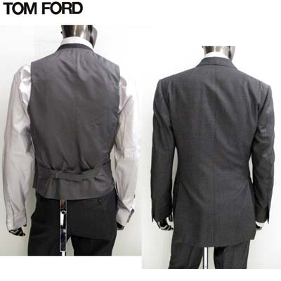 トムフォード TOM FORD メンズ スーツ セットアップ ジャケット パンツ ベスト ビジネス マルチポケット付き3ピースウールセットアップスーツ グレー 31AL41 T22R01 GREY (R638000) 【送料無料】【smtb-tk】 15A