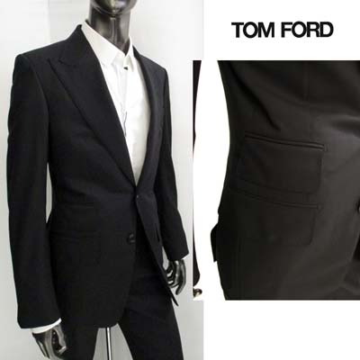 トムフォード TOM FORD メンズ スーツ ビジネススーツ ジャケット パンツ ツーピース 上下組 TOM FORDロゴ付きウールセットアップスーツ 黒 PHPTO/92 21AL43 922R12 (R529200) 【送料無料】【smtb-tk】 71A