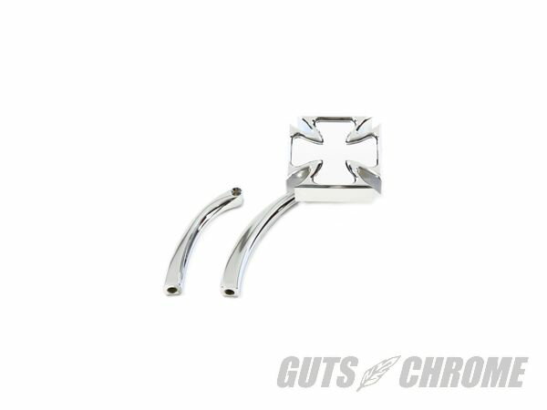 【取寄】34-0450 レッド　バロン ミラー ビレット カーブ ステム付 クローム