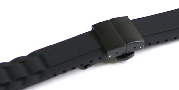 腕時計 ラバー ベルト 弓カン 20mm 22mm 黒 プッシュ式 Dバックル rpd-yr01-bk-bk 交換 バンド