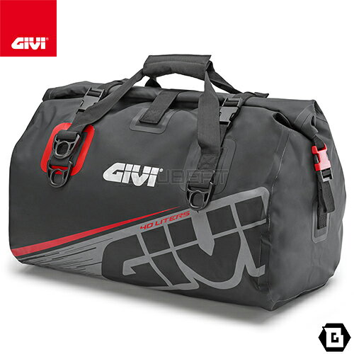 GIVI EA115GR 防水ボストンバッグ 40L容量 グレー×レッド リフレクタープリント仕様 汎用タイプ バイク用