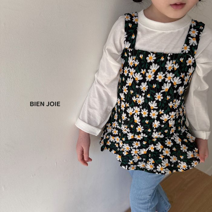 花柄 刺繍 ビスチェ 子供 bien joie 韓国ブランド 90 100 110 120 130 140 2歳 3歳 4歳 5歳 6歳 7歳 韓国子供服 黒 きれいめ カジュアル おしゃれ girly 女の子 海外子供服 可愛い カジュアル ベーシック 保育園 幼稚園 小学生 キッズ ジュニア