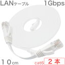 LANケーブル 10cm UTP CAT6 1Gbps RJ45 防犯カメラ オプション ホワイト ストレート 2本 セット 送料無料 追跡可能メール便 郵便ポ...