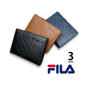 【送料無料】全3色 FILA（フィラ）ドットロゴ型押し ファスナー＆パスケース付き 2つ折り財布 ショート ウォレット フェイクレザー 定期券 メンズ レディース 男女兼用 プレゼント 贈り物