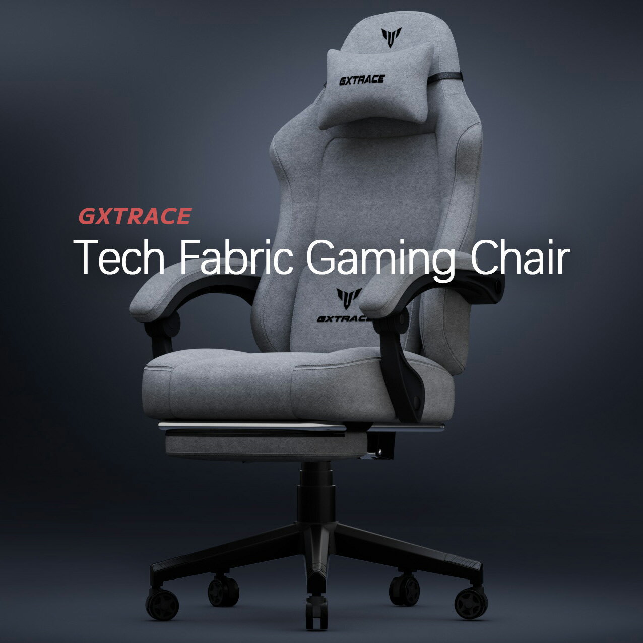 GXTRACE ゲーミングチェア 145度 リクライニング オットマン付き ファブリック ゲームチェア デスクチェア パソコンチェア オフィスチェア 人間工学 テレワーク 椅子 PCチェア