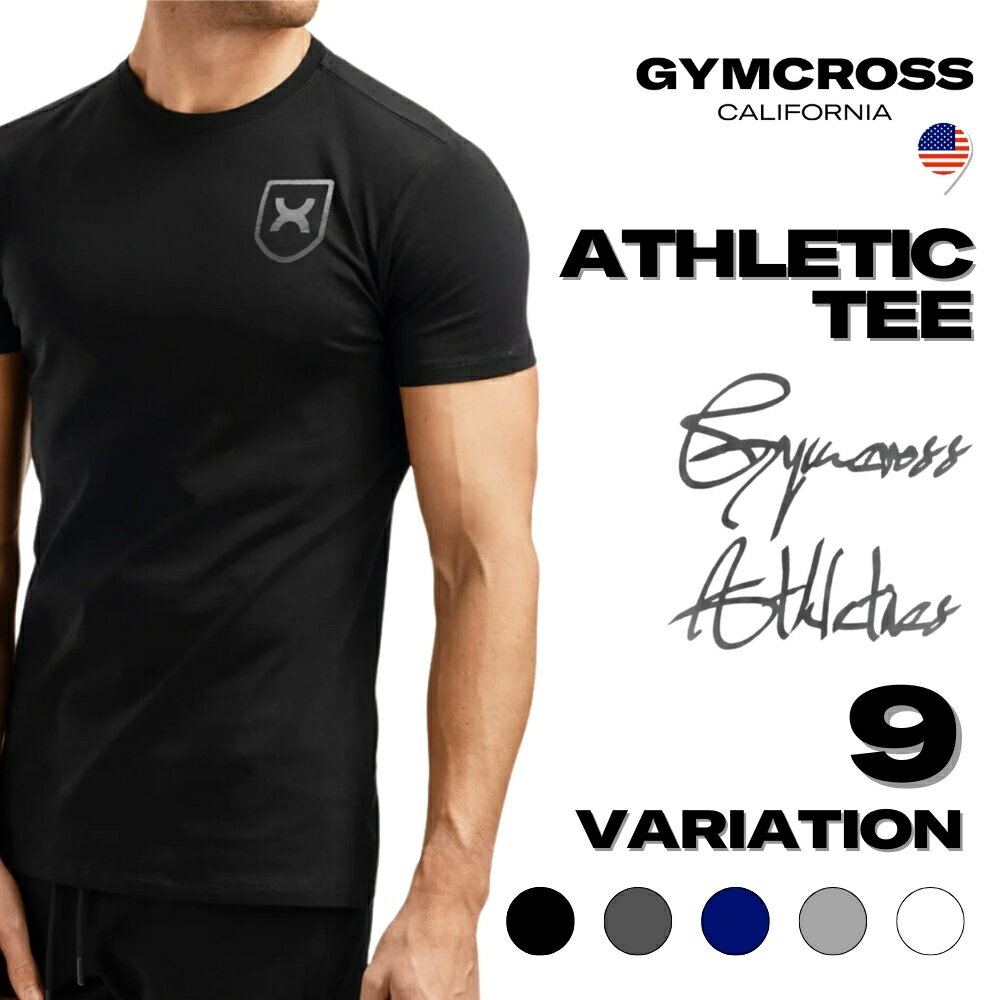 【SALE セール】GYMCROSS ジムクロス ATHLETIC TEE 半袖Tシャツ 3/4スリーブ 7分袖 ストレッチコットンブレンド フィ…