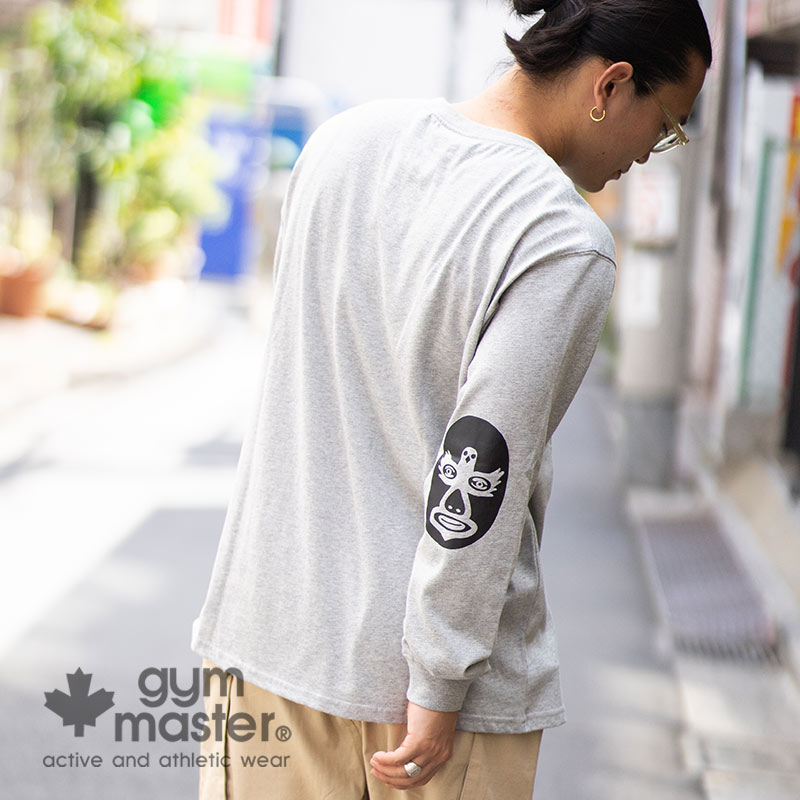 gym master(ジムマスター)公式 ヒジレスラーロンTee｜メンズ レディース 無地 長袖 ワンポイント マスク 覆面 レスリング トップス 汗染み軽減 防臭加工 カジュアル ブランド 大きいサイズ ストリート 綿100% 白 おすすめ カットソー 袖プリント 海外発送 G533625