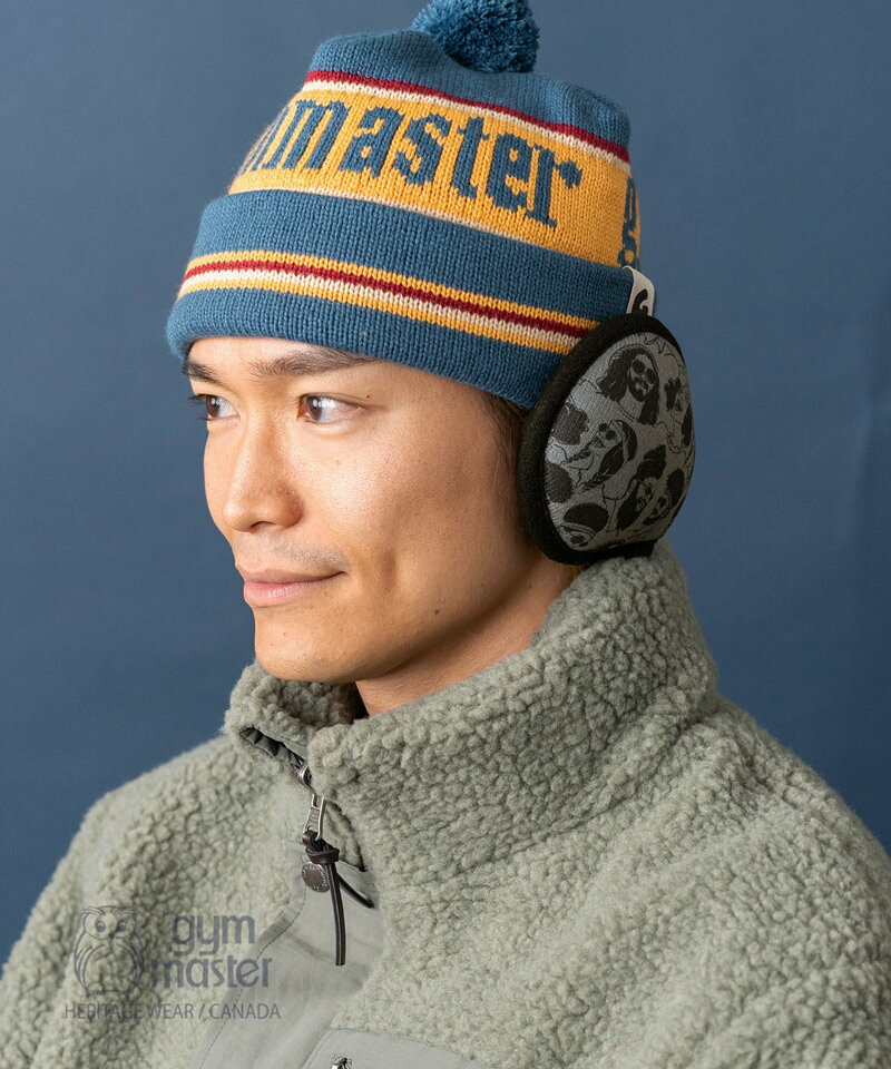 gym master on-line shopのgym master 公式 ニットフリースハッピーペイントイヤマフ｜メンズ レディース ユニセックス 総柄 覆面レスラー マスクマン 秋冬 暖かい 防寒 イアマフ 耳当て ドア カジュアル｜ジムマスター G433721｜アングル2
