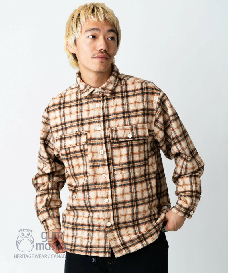 gym master 公式 ヘビーチェックネルシャツ|シャツジャケット チェックシャツ メンズ レディース 長袖 トップス カジュアル 胸ポケット 厚手 秋服 ...
