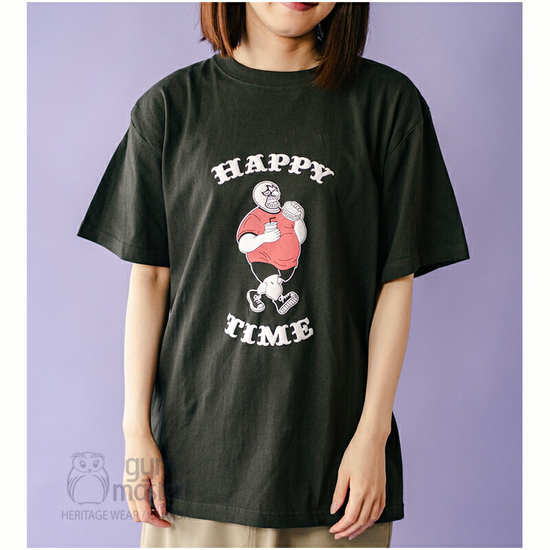 gym master(ジムマスター)公式5.6oz HAPPY TIME TEE｜メンズ レディース｜ユニセックス｜丸首｜クルーネック｜半袖｜部屋着 綿100%｜プリントtシャツ｜夏服 カジュアル?覆面レスラー ホットドッグ かわいい おしゃれ T恤衫｜G174748