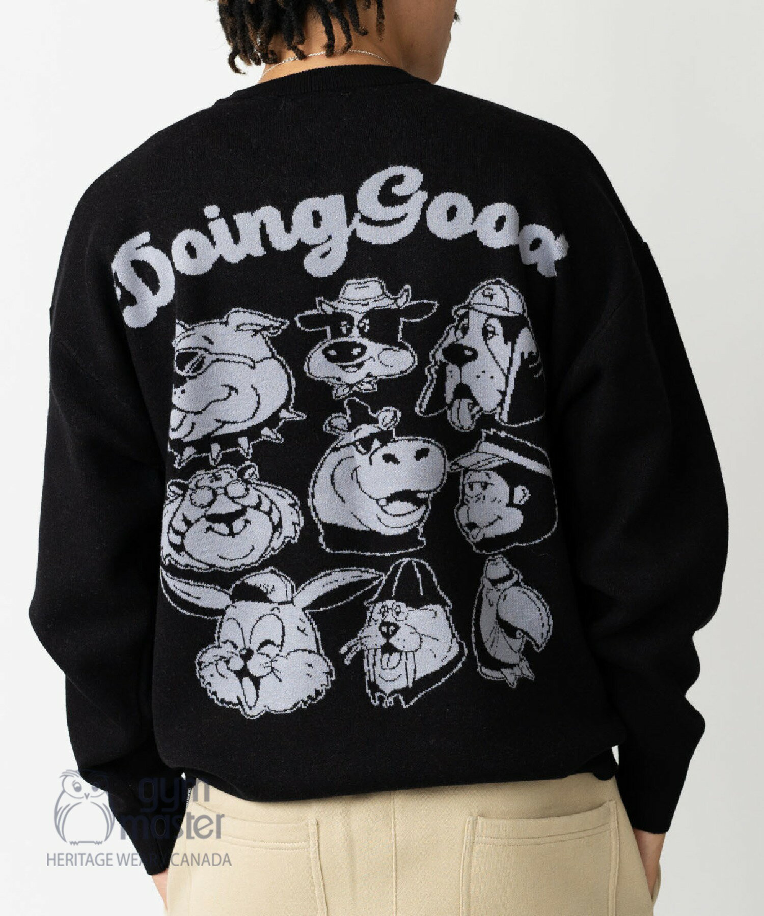 gym master 公式 ジャガード ニット Doing Good クルーネックセーター メンズ レディース 長袖 トップス カットソー ブランド おしゃれ ...