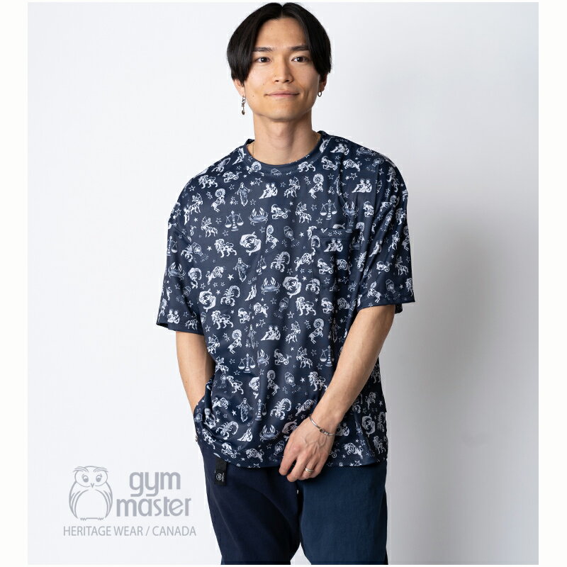 gym master 公式ストレッチドライハッピーペイントビッグTee｜メンズ レディース 吸水速乾 UVカット シワになりにくい 総柄 レスラー マスクマン 星座 魚 フィッシュ フラワー 花柄トップス ビッグシルエット 大きいサイズ 半袖Tシャツ｜ジムマスター G321764