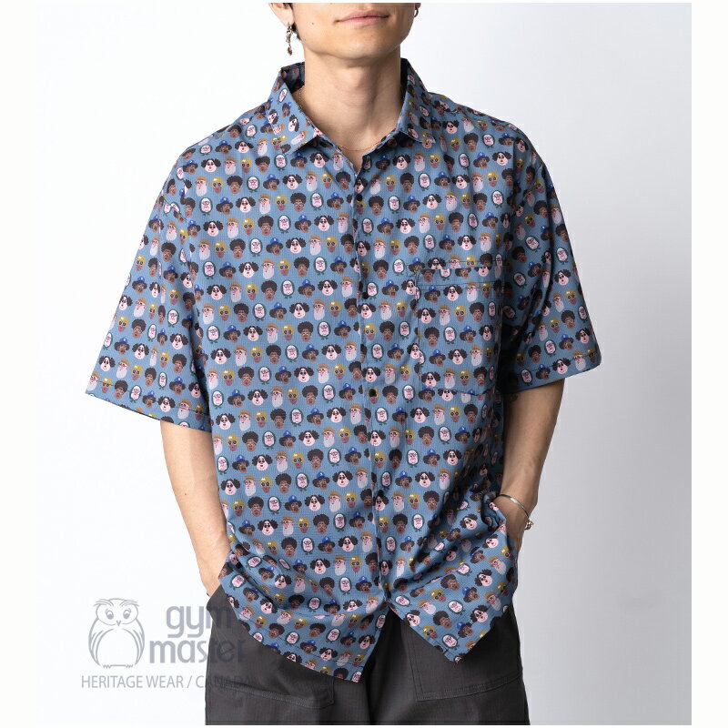 gym master 公式 UL-GRIDハッピーペイントシャツ|メンズ レディース サファリシャツ 吸水速乾 UVカット 総柄|半袖|トップス|ドライ|大きい...