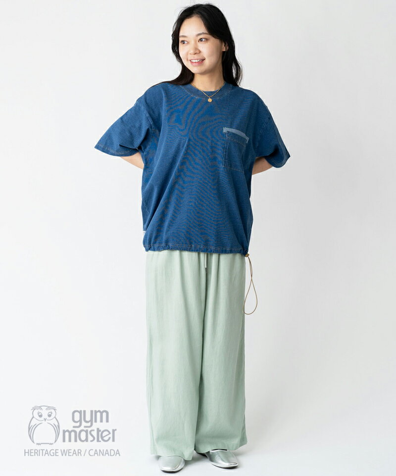 gym master 公式6.4ozインディゴ天竺ビッグTee メンズ レディース Tシャツ 無地tシャツ 半袖 トップス カットソー ビッグサイズ ビッグシルエット 大きめサイズ ポケットtシャツ ポケt 胸ポケット シンプル カジュアル クレイジー マルチカラー ジムマスター G321746