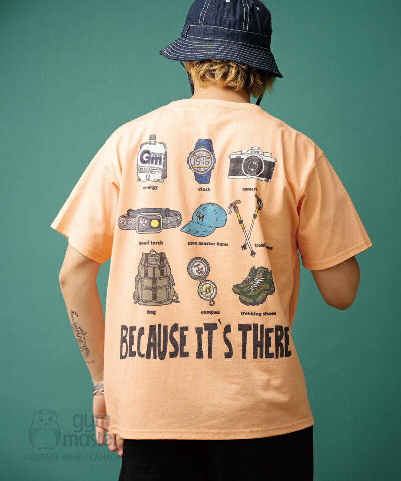 gym master 公式5.8oz T/CドライCLIMB MOUNTAIN Tee｜トップス 半袖Tシャツ メンズ レディース ユニセックス ポリコットン 丸首 クルーネック オレンジ 部屋着 カジュアル 吸水速乾 プリントTシャツ 登山 ハイキング トレッキング T恤衫｜ジムマスター G333729