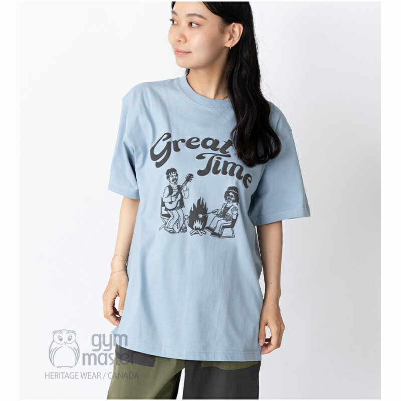 gym master 公式5.6oz Great Time Tee｜プリントtシャツ メンズ レディース ユニセックス 丸首 クルーネック 半袖 部屋着 綿100% 夏服 カジュアル おもしろい かわいい おしゃれ 白 黒 T恤衫｜ジムマスター G351711