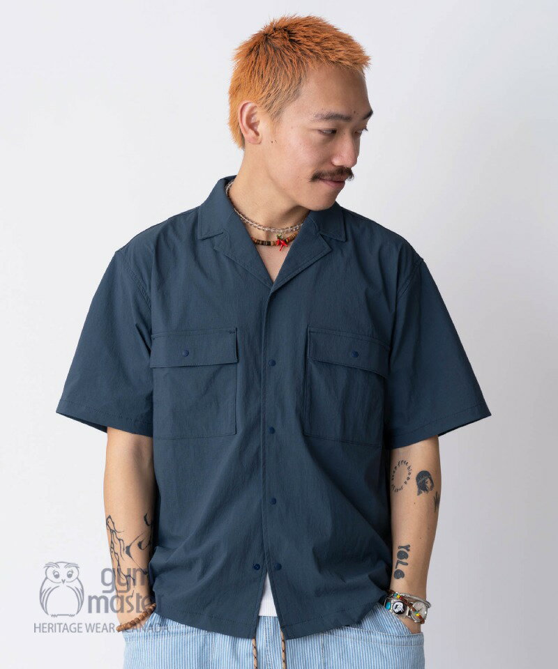 gym master 公式 マイクロリップ半袖シャツ|メンズ レディース ユニセックス シャツ 開襟 オープンカラー マイクロリップ リップストップ ピケ おし...