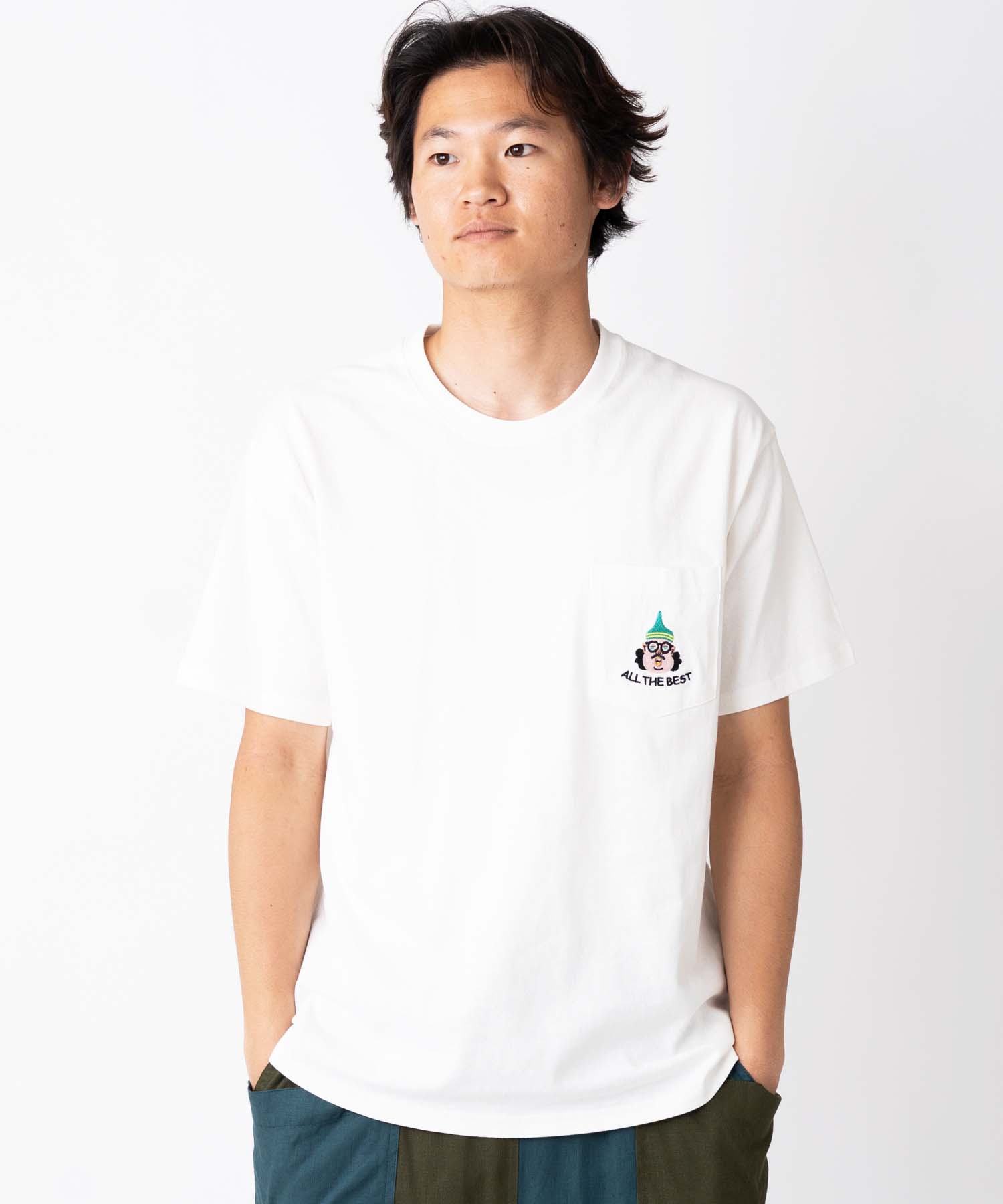 gym master 公式 7.4oz ALL THE BEST 刺繍Tee｜Tシャツ カットソー トップス 夏服 春夏 メンズ レディース 半袖 部屋着 かわいい おもしろい かっこいい おしゃれ 刺繍Tシャツ ポケットTシャツ ポケT カジュアル グレー 黒 白 紺 ブランド SMILE｜G721702 ジムマスター