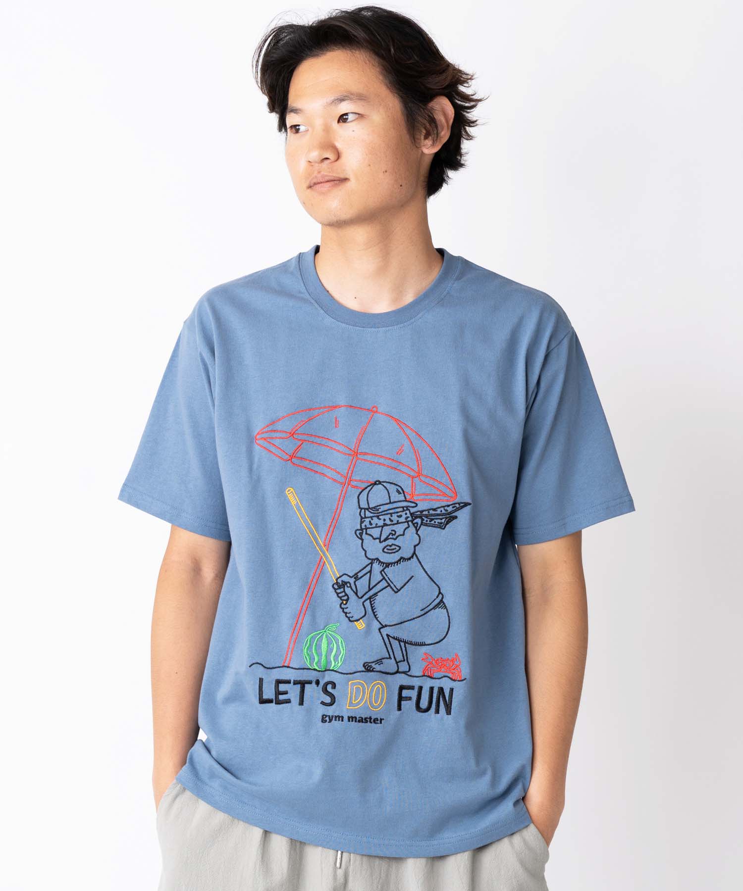 gym master 公式 7.4oz GOOD BEAT 刺繍Tee｜Tシャツ カットソー トップス 夏服 春夏 メンズ レディース 半袖 部屋着 おじさん かわいい おもしろい かっこいい おしゃれ 刺繍Tシャツ カジュアル グレー 黒 白 ブルー ブランド｜ジムマスター G721704