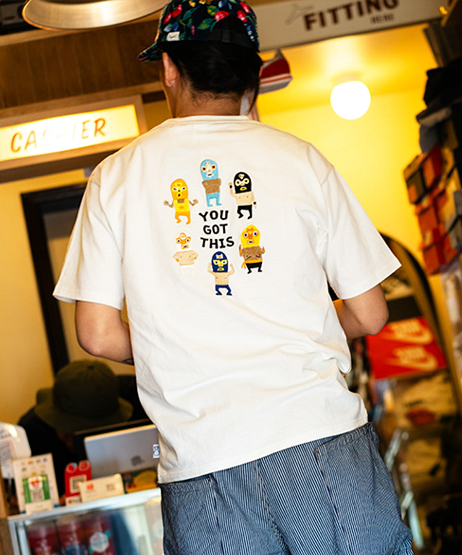 gym master 公式 7.4oz YOU GOT THIS 刺繍Tee｜Tシャツ カットソー トップス 夏服 春夏 メンズ レディース 半袖 部屋着 刺繍 覆面レスラー マスクマン プロレス かわいい おもしろい かっこいい おしゃれ 刺繍Tシャツ カジュアル グレー 黒 白 紺｜G721707 ジムマスター