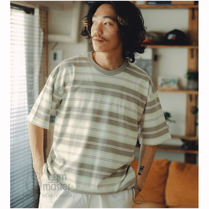 gym master(ジムマスター)公式7.6oz ボーダービッグTEEメンズ｜レディース｜ユニセックス｜丸首｜クルーネック｜半袖｜部屋着｜ボーダー｜カジュアル｜T恤衫 international shipping｜G833673のサムネイル