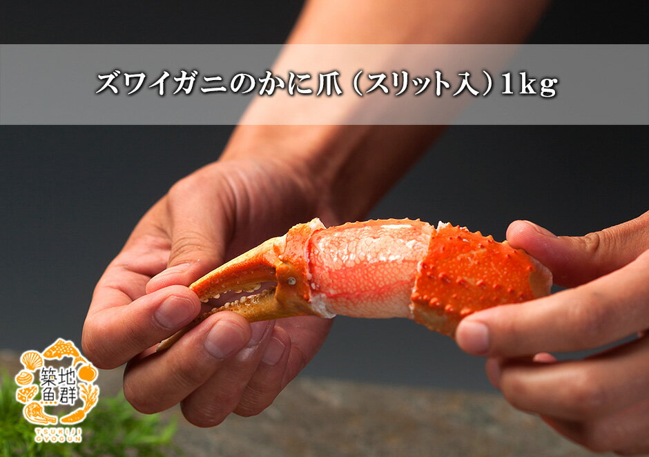 ズワイガニのかに爪（スリット入）1kg 冷凍便　[爪肉,ボイル] 2