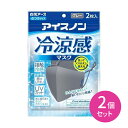 2個セット アイスノン 冷涼感マスク グレー 2枚入り 白元アース 夏 高通気 立体 UVカット 接触冷感 吸水速乾 洗える 繰り返し使える 長さ調整可能 ひんやり