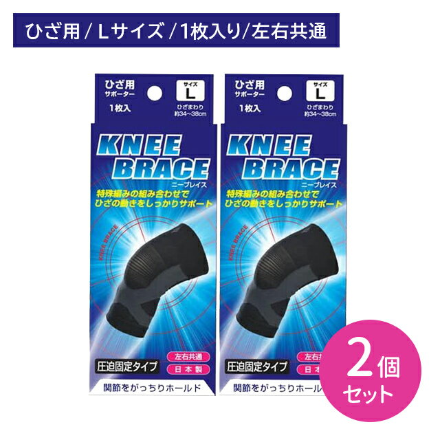 Rakuten - 【2個セット】ブレイスサポーター ニーブレイス ひざ用 Lサイズ サポーター サポート 固定 ホールド 膝 関節 通気性 汗 蒸れにくい 左右共通 日本製 新生