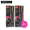 【2個セット】G5021 ステンレス製スキハサミ はさみ カット さびにくい 丈夫 強い 鋭い 鋭利 耐久性 切れ味 抜群 ステンレス 持続 持ちやすい スムーズ ハンドル 指穴 毛量 毛先 日本製 グリーンベル(4)