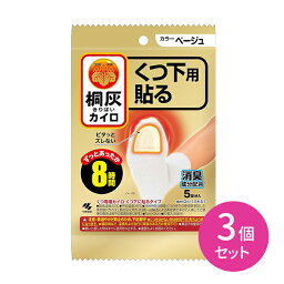 くつ下用 貼る カイロ 5足分 3個セット ベージュ 貼るタイプ 靴下に貼る 使い捨てカイロ 足用 消臭成分配合 高温 冷めにくい 屋外作業 通勤 通学 レジャー アウトドア スポーツ 寒い日 桐灰 小林製薬