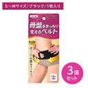 【3個セット】スリムウォーク骨盤支えるベルト SM ブラック ベルト サポーター 補正 引き締め 薄型 軽量 黒 ひびきにくい すっきり ぽっこりお腹 着脱簡単...