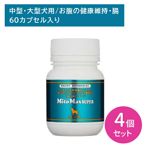 楽天HARKS【4個セット】マイトマックス・スーパー 中型 大型犬用 60カプセル ペット 健康補助食品 おなかの健康 腸 腸活 冷え性 胆泥症 下痢 軟便 便秘 体温上昇 サポート ペディオコッカス菌 【賞味期限 2025.08.31】