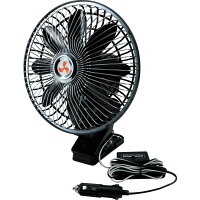 ジェットイノウエ JI-590360 クリップ固定式 ルームファン 車載扇風機 24V用 8枚羽根 8インチ/215(W)x240(H)x200(D)mm 自動首振り 車用扇風機 590360