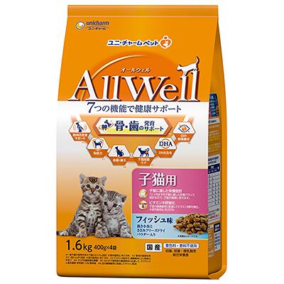 楽天行列のできるペット館ユニチャーム All Well オールウェル　子猫用フィッシュ味　1.6kg×5袋