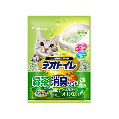 ユニチャーム1週間消臭抗菌デオトイレ飛び散らない緑茶消臭サンド2L×12お得なケース販売