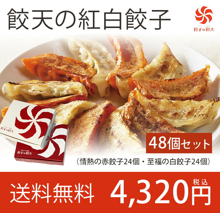 【送料無料】餃天の紅白餃子48個セット（情熱の赤餃子24個・至福の白餃子24個）【お歳暮】紅白でおめでたいのでギフトに最適！（餃子の餃天）（ぎょうざのぎょうてん）満天☆青空レストラン【楽ギフ_のし】王様のブランチ