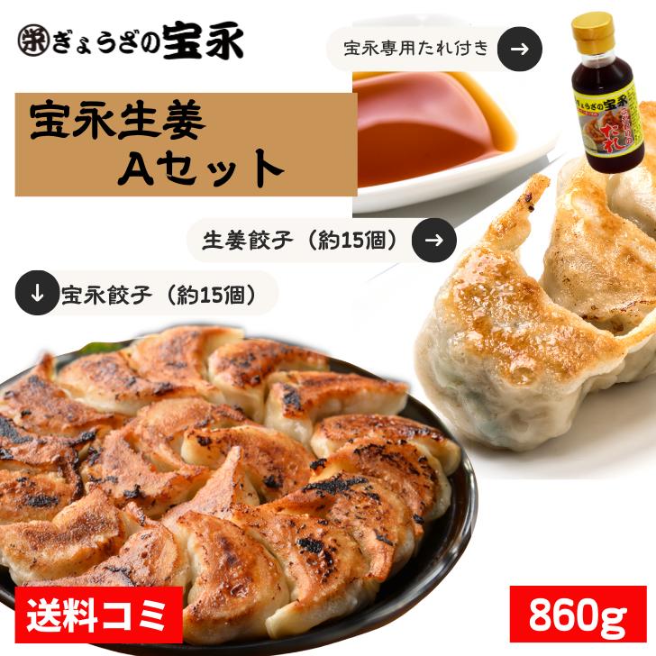 【送料無料】宝永生姜Aセット (専用たれ付き) 総重量860g ぎょうざの宝永【製造元】北海道 冷凍餃子 ぎょうざ 生餃子 中華 惣菜 点心 もちもち にんにく...