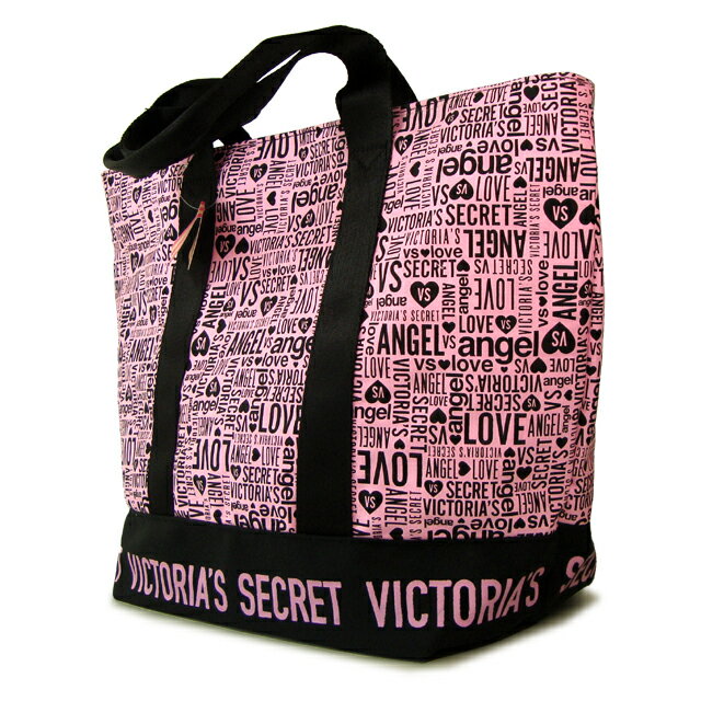 【送料無料】VICTORIA'S SECRET ヴィクトリアシークレット トートバッグ トート ショルダー バッグ 綿素材 総ロゴ ピンク