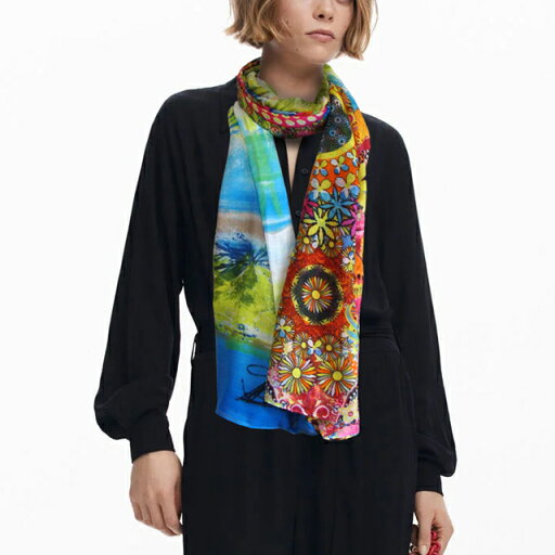 【50%off】【送料無料】デシグアル Desigual Foulards(フラール)長方形スカーフ ファッション雑貨 (カラフルフラワー) 【50%off】【送料無料】デシグアル Desigual Foulards(フラール)長方形スカーフ ファッション雑貨 (カラフルフラワー)