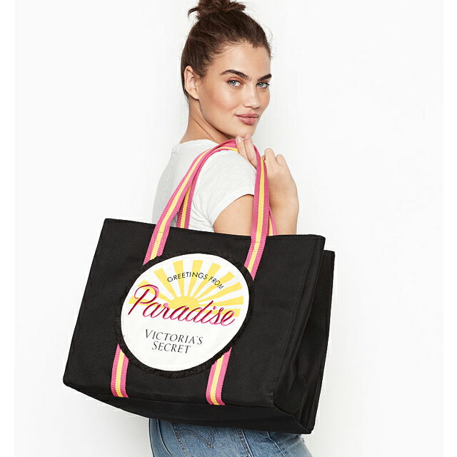 【送料無料】VICTORIA'S SECRET Paradise Beach Tote ヴィクトリアシークレット ビクシー バッグ トートバッグ キャンバス ブラック