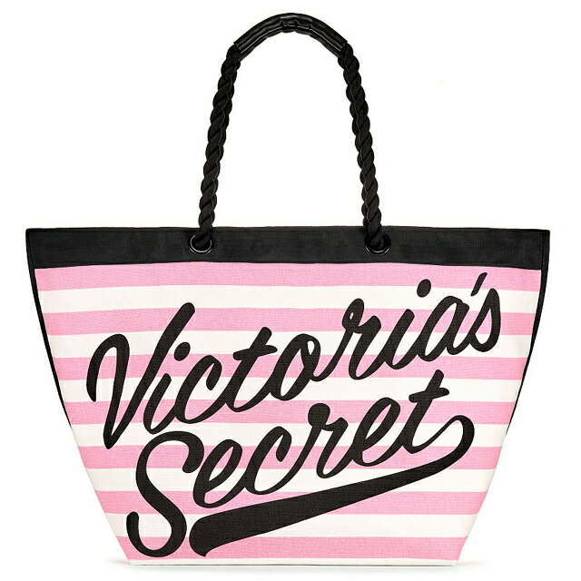 【送料無料】VICTORIA'S SECRET Striped Beach Tote ヴィクトリアシークレット ビクシー バッグ トートバッグ キャンバス ストライプ柄