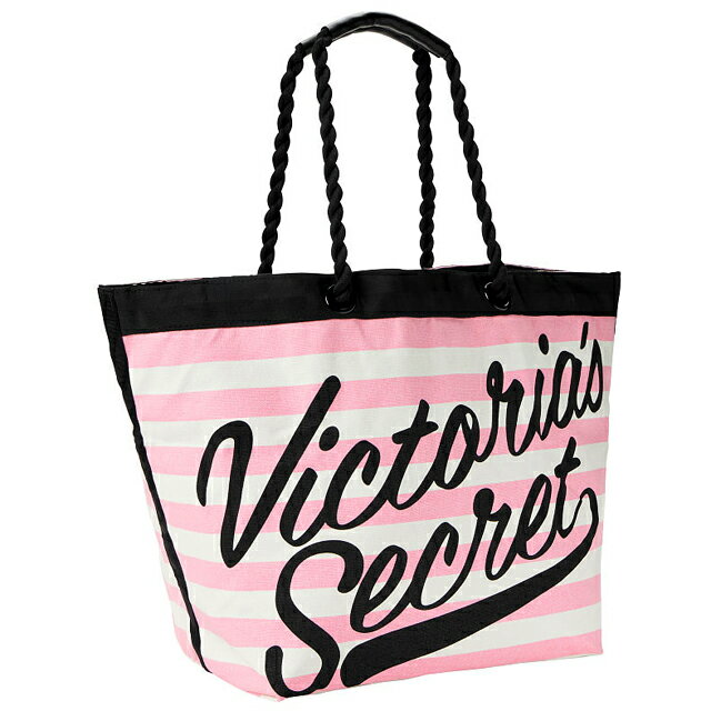 【送料無料】VICTORIA'S SECRET Striped Beach Tote ヴィクトリアシークレット ビクシー バッグ トートバッグ キャンバス ストライプ柄