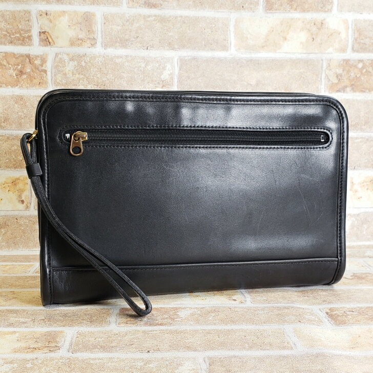 【中古品】オールドコーチ レザー クラッチバッグ セカンドバッグ ストラップ取り外し可能 ブラック COACH(4.0)