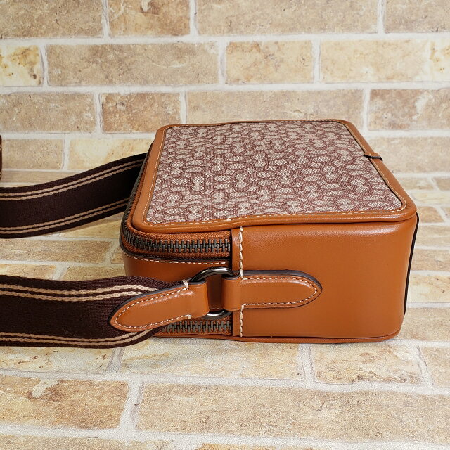 【中古品】美品 コーチ シグネチャー キャンバス レザー スクエア ショルダーバッグ チャーター COACH CHARTER CROSSBODY 24