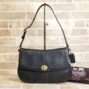【中古品】美品 コーチ COACH レザー ワンショルダー バッグ ターンロック 黒 ブラック ステッチデザイン J0793-11542