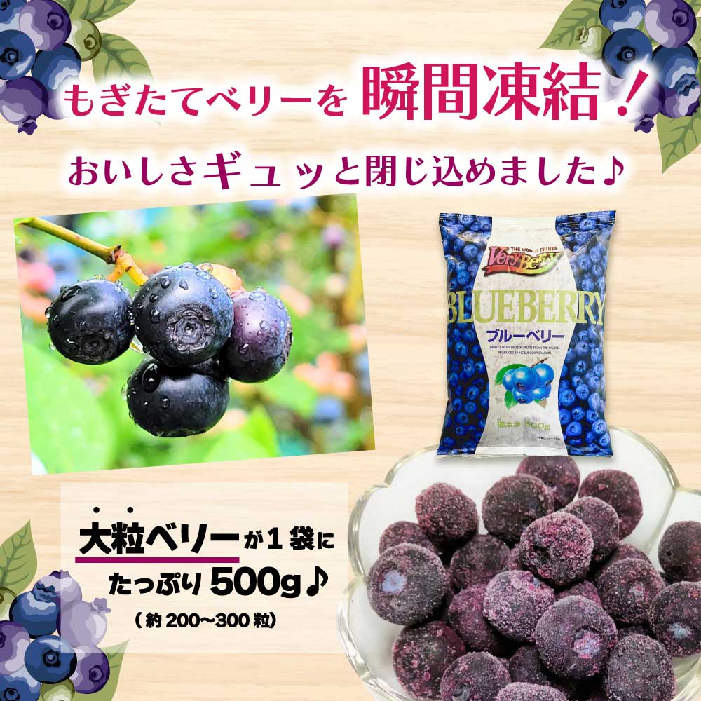 ★感謝祭・店内最大24％OFF★ 「 冷凍ブルーベリー 」 ノースイ VeryBerry 大容量 ブルーベリー 業務用 ［ 1袋:500g / 2袋:1kg / 3袋:1.5kg ］ 冷凍 スイーツ 冷凍フルーツ 果物 SC 送料無料 2