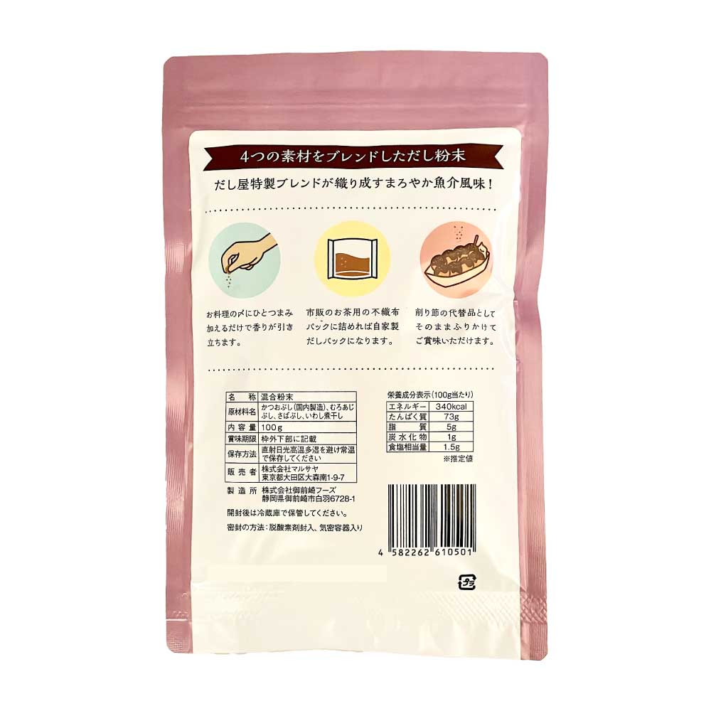 ★☆マラソン！店内最大10%OFF★☆ だし屋の節粉 2種食べ比べセット【 鰹節粉:2袋 / 混合節粉:2袋 】 減塩 無塩 粉末 無添加 トッピング アレンジ かつおぶし あじ さば いわし 煮干 ブレンド 業務用 だし マルサヤ「 節粉2種おためしセット 」 JC メール便 送料無料