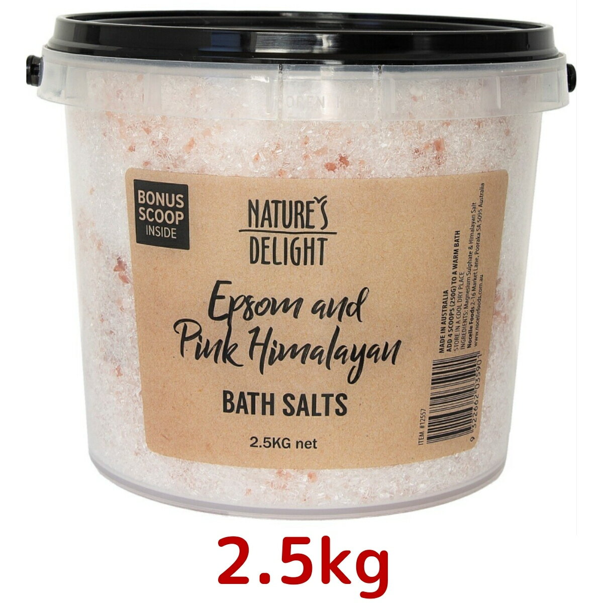 ネイチャーズ デライト エプソム ヒマラヤ バスソルト 2.5kg 専用計量スプーン付 Natures Delight 岩塩 マグネシウム 入浴剤 バスグッズ 塩 お風呂 用 美肌 ケア 大容量 コストコ Costco ピンク ヒマラヤン プレゼント スキンケアのサムネイル