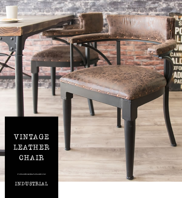 チェア INDUSTRIAL（インダストリアル）ヴィンテージ加工 レザーチェア ダイニングチェア 食卓椅子 リビングチェア PVCレザー CH-A29 宮武製作所