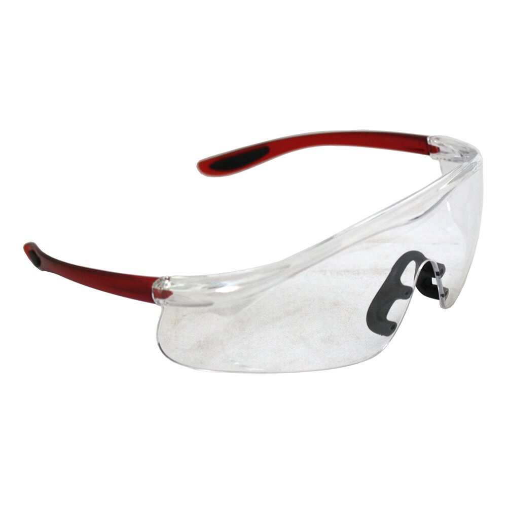 ■WING ACE セーフティグラス サイバーゼット SG-304ZR フレーム：レッド レンズ：クリア 保護メガネ セイフティグラス UVカット約90%